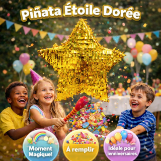 Pinata étoile or + bâton