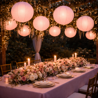 Boule Lampion papier Rose...