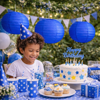 Boule Lampion papier Bleu...