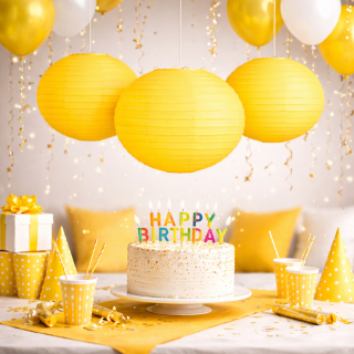 Boule Lampion papier Jaune 25cm