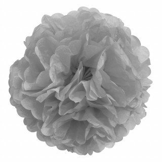 Pompon Fleur Papier de Soie gris 20cm