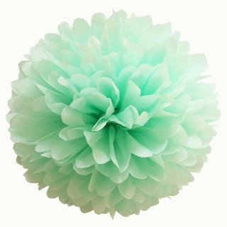 Pompon Fleur en Papier de Soie vert d'eau 35cm