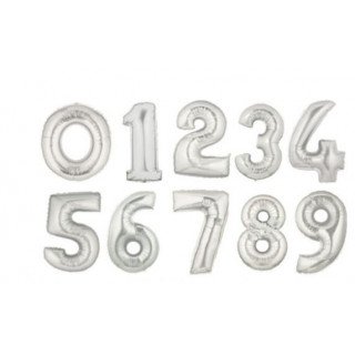 Ballons chiffres ARGENT 30cm