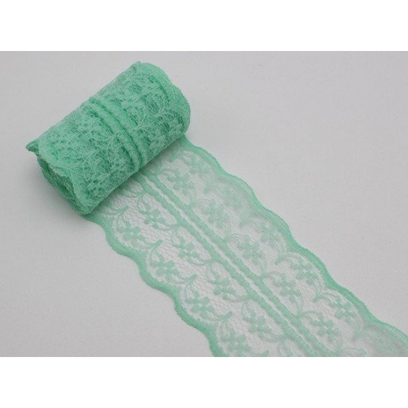 Ruban dentelle couleur vert d'eau 5mètres Ruban dentelle couleur vert d'eau 5mètres