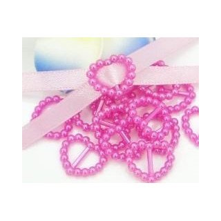 Boucle passe ruban cœur perle fushia(sachet de 100)