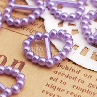 Boucle passe ruban cœur perle parme(sachet de 100)