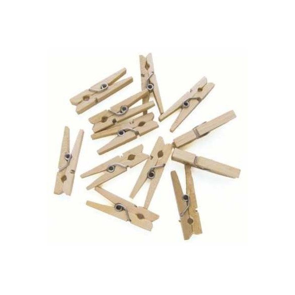 Mini pinces bois couleur naturel