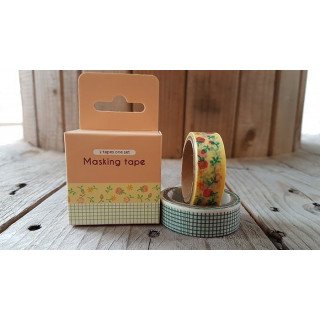 Masking tape vichy et fleurs (boite de 2)