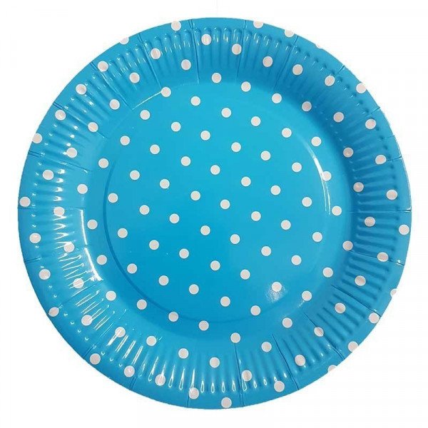 10 assiettes bleu turquoise à pois blanc 10 assiettes bleu turquoise à pois blanc