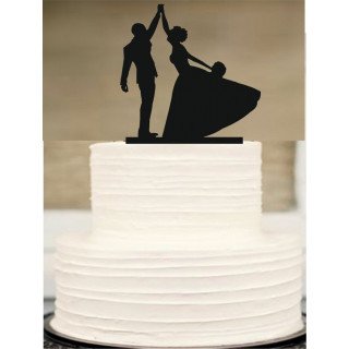 Cake topper silhouette danse mariés