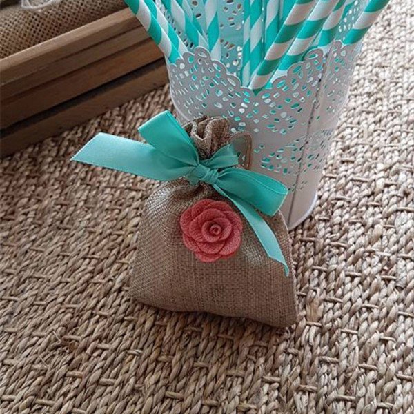 Pochon dragée toile de jute linX10