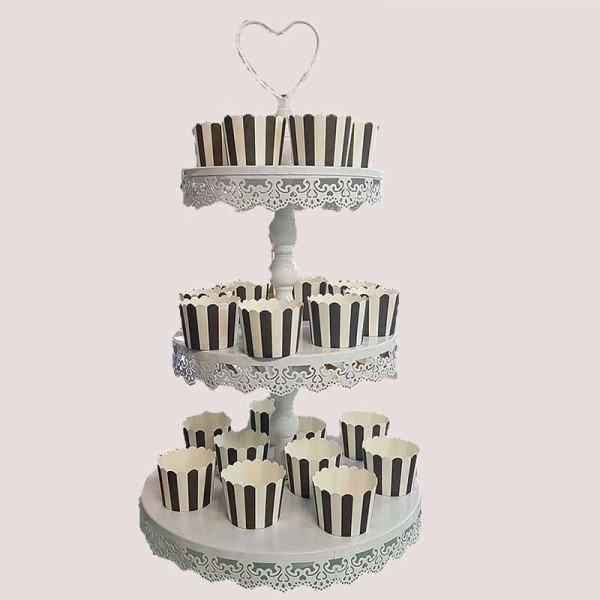 Support en metal blanc 3 plateaux Support en metal blanc 3 plateaux