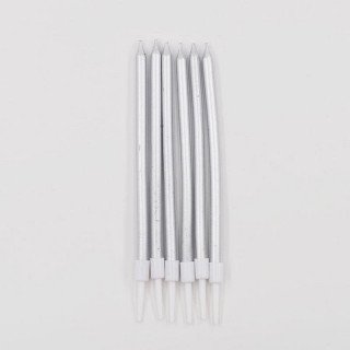 Grande bougie anniversaire argent (lot de 6)