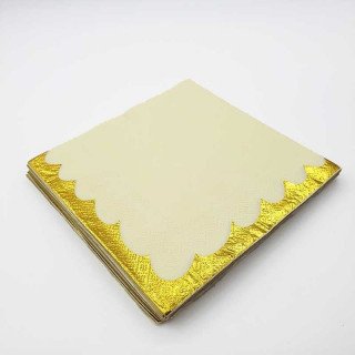 Serviette papier uni jaune bord doré x20