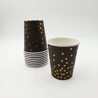 Gobelet noir a pois or X10