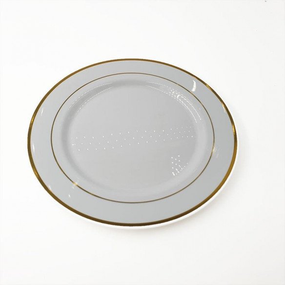 6 assiettes rondes blanches bord or 26cm 6 assiettes rondes blanches bord or 26cm