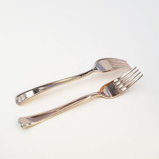 12 fourchettes plastique rose gold