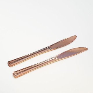 12 couteaux plastique rose gold
