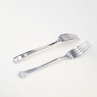 12 fourchettes plastique argent