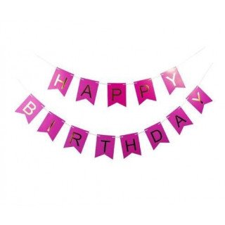 Guirlande happy birthday fushia