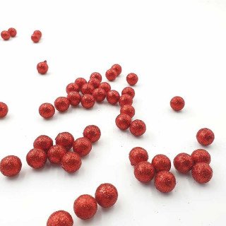 Sachet de petites boules brillantes rouge 15mm