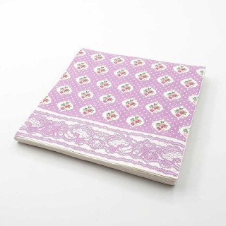 Serviette papier parme motifs fleurs x20