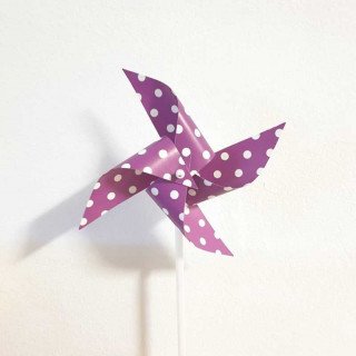 Moulin à vent deco violet a pois   X6