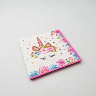Serviettes licorne fleurie (paquet de 20)