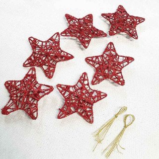 6 etoiles rouge brillant