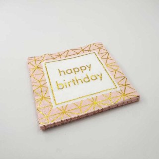 Serviette papier happy birthday pêche (paquet de 20)
