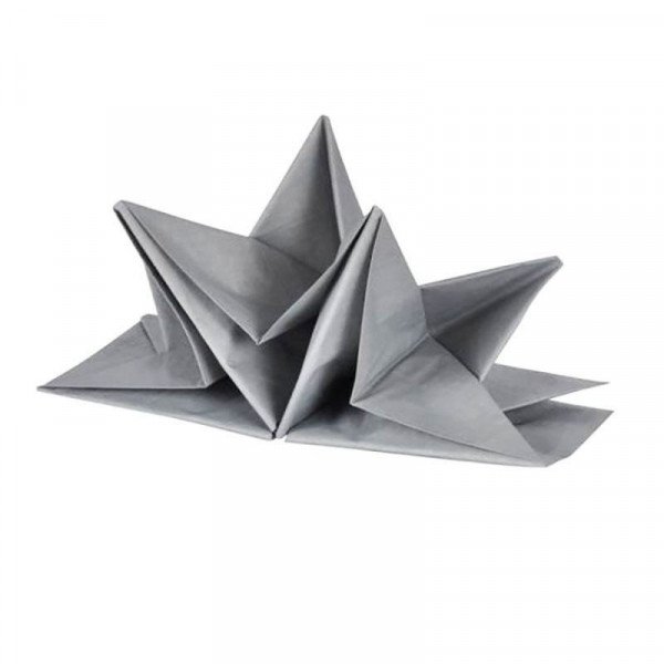 Serviettes papier pré-pliées grises (boite de 12)