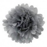 Pompon Fleur Papier de Soie gris 35cm