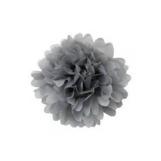 Pompon Fleur Papier de Soie gris 35cm