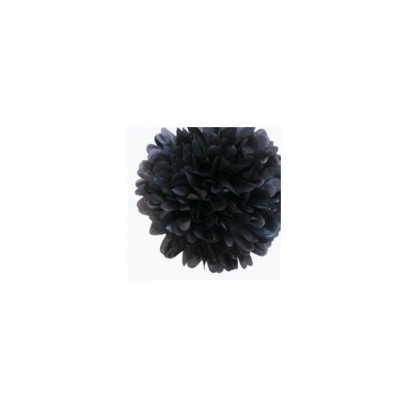 Pompon Fleur Papier de Soie noir 35cm 