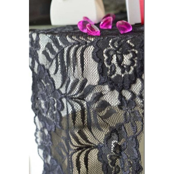 Ruban dentelle noire 17cm de large (le mètre) Ruban dentelle noire 17cm de large (le mètre)