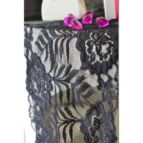 Ruban dentelle noire 17cm de large (le mètre) Ruban dentelle noire 17cm de large (le mètre)