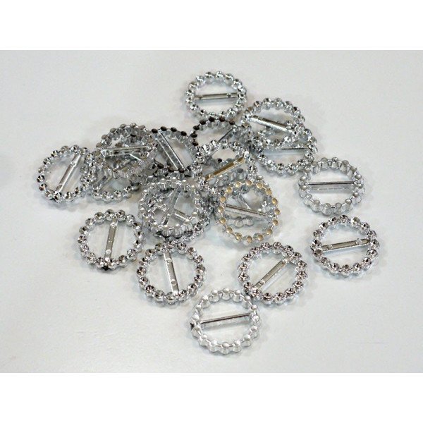 Boucle passe ruban ronde 22mm acrylique (sachet de 100)