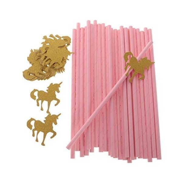 Pailles rose licorne orX25