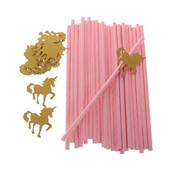 Pailles rose licorne orX25