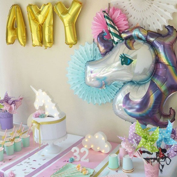 Ballon licorne pastel anniversaire Ballon licorne pastel anniversaire