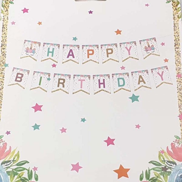 Guirlande happy birthday licorne