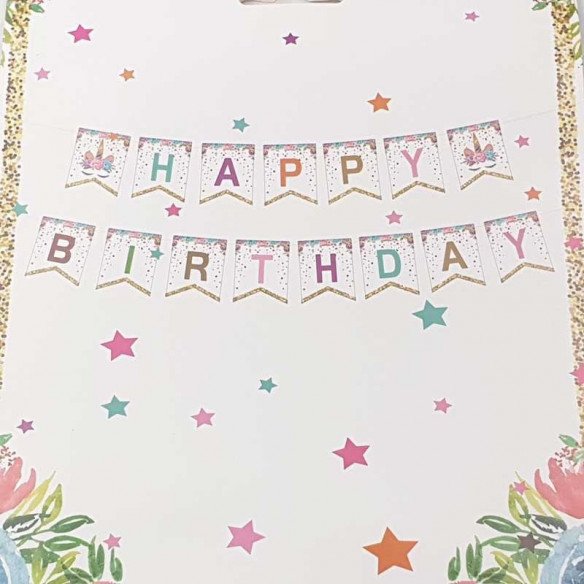 Guirlande happy birthday licorne