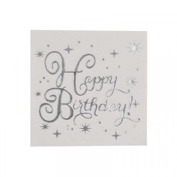 serviette anniversaire etoile argent