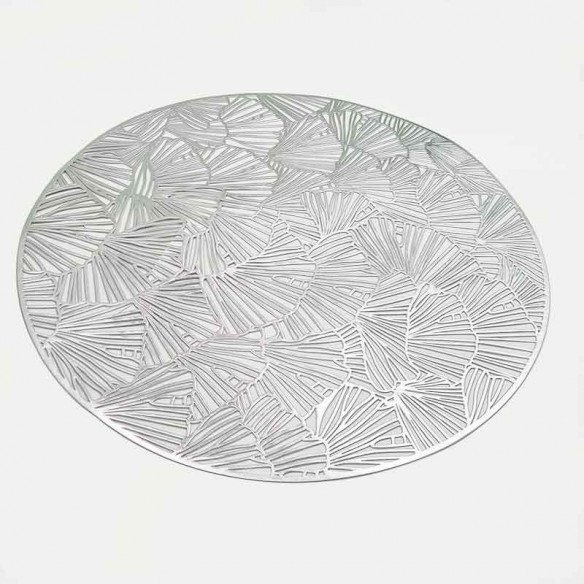 set de table rond argent gingko