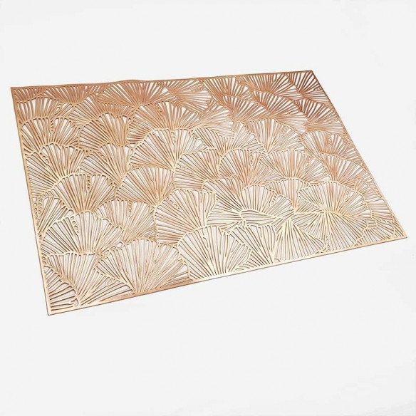 set de table carré rose gold gingko