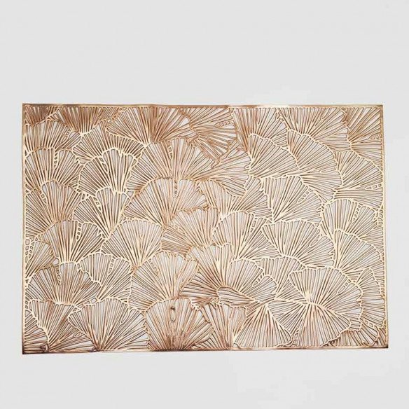 set de table carré rose gold gingko