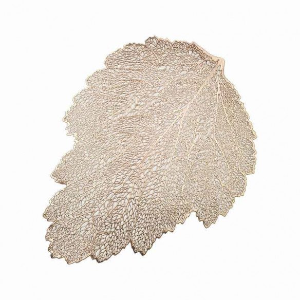 set de table feuille rose gold