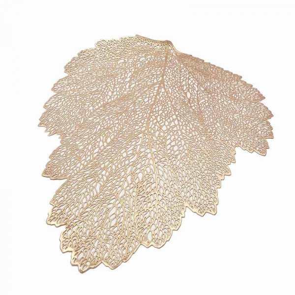set de table feuille rose gold